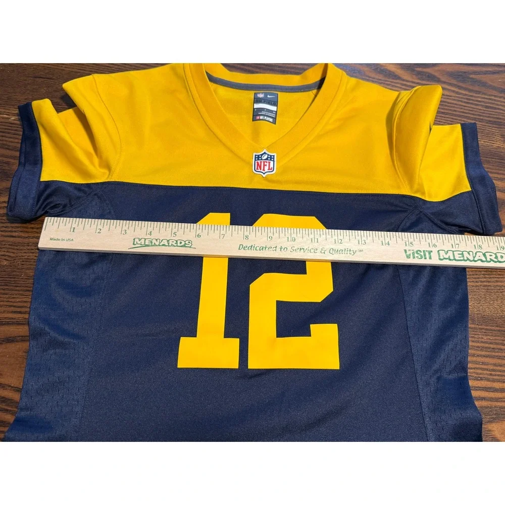 Nike Green Bay Packers Aaron‎ Rodgers 12 NFL Jersey Women's Small Yellow Blue